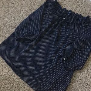 Chaps Navy Polka Dot Blouse Sz 1X